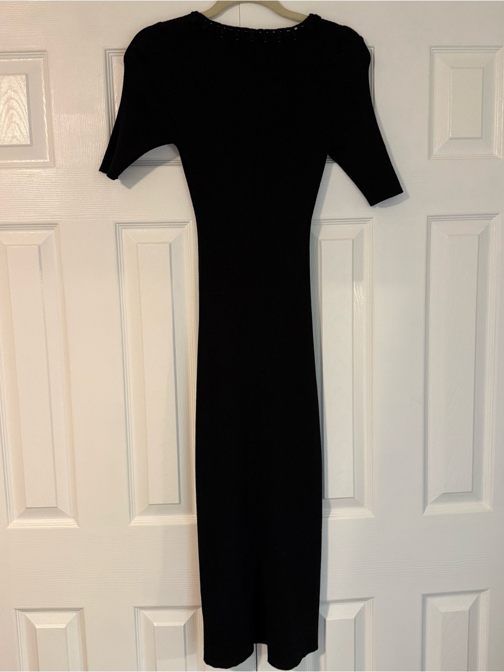 Camila Coelho Ribbed Sweater Maxi Dress in Black, Size Small Braided Neck